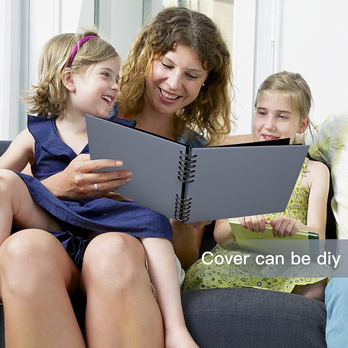 EVNEED 11.5 x 8.5 Inch Scrapbook Photo Album,Wedding Guest Book Anniversary Memory Scrapbooking,Wedding Photo Album with DIY Accessories Kit for Craft Paper DIY,80 Pages (40 Sheets),Grey