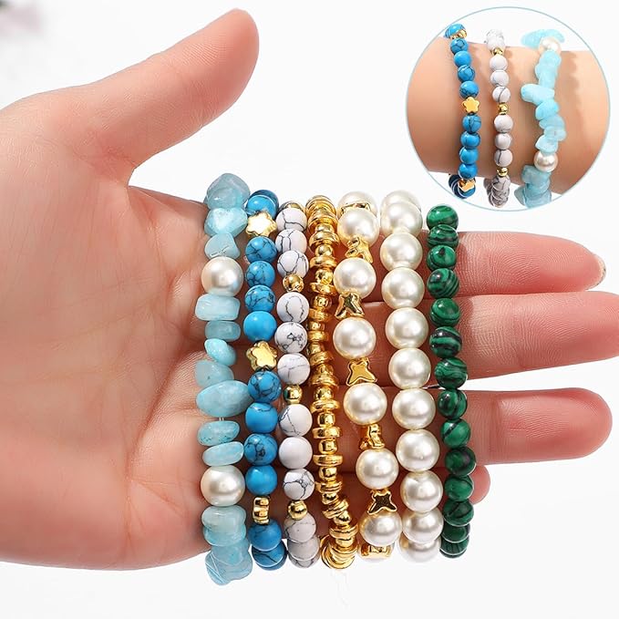 2100Pcs Jewelry Making Kit for Adults Women with Pearl Bead Crystal Beads Shell & Turquoise, 20 Colors Beads with Gold Bead Beading Kit for Bracelets, Necklace, Ring DIY Crafts Jewelry Making Kit