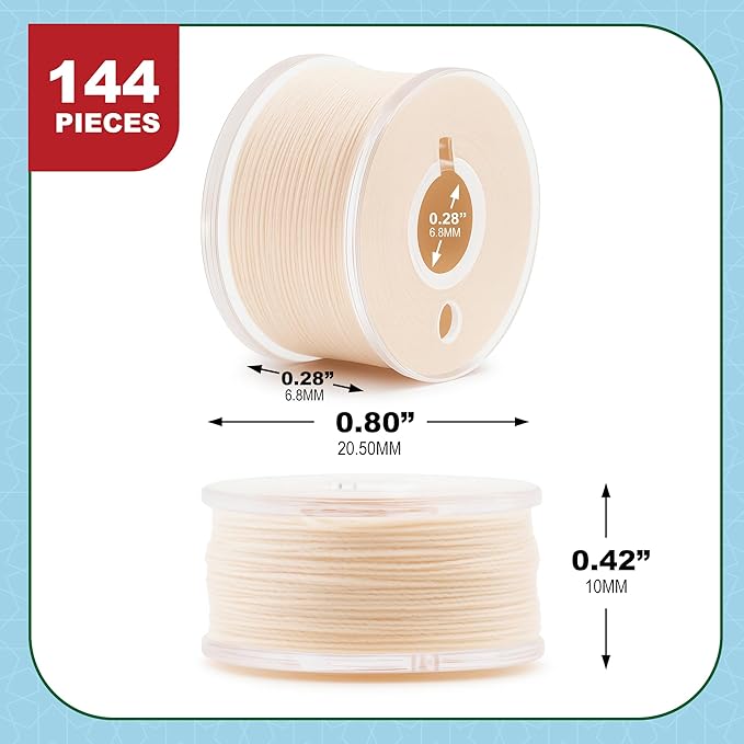 Mandala Crafts 144 Cream SA156 Prewound Bobbins for Singer Sewing Machine -15J SA156 Prefilled Bobbin Thread for Brother Sewing Machine and Embroidery