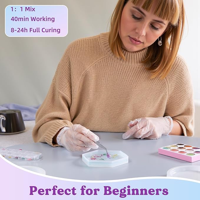 LET'S RESIN Coaster Kit, 16oz DIY Epoxy Resin Kit with Molds and Mica Powder Complete Set, Crafts for Adults, Beginners, Ideal Starter DIY Art Supplies Gift Set for Adults