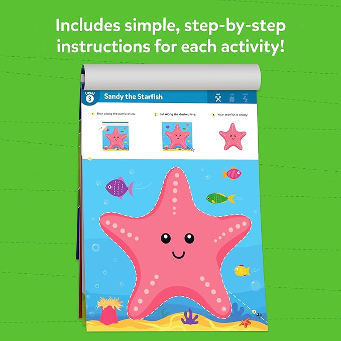 skillmatics scissor skills activity book - snip snip animals, 25 fun cutting & creative activities for preschoolers, 2 child-safe scissors, felt craft kit, gifts for kids ages 3, 4, 5, 6, 7