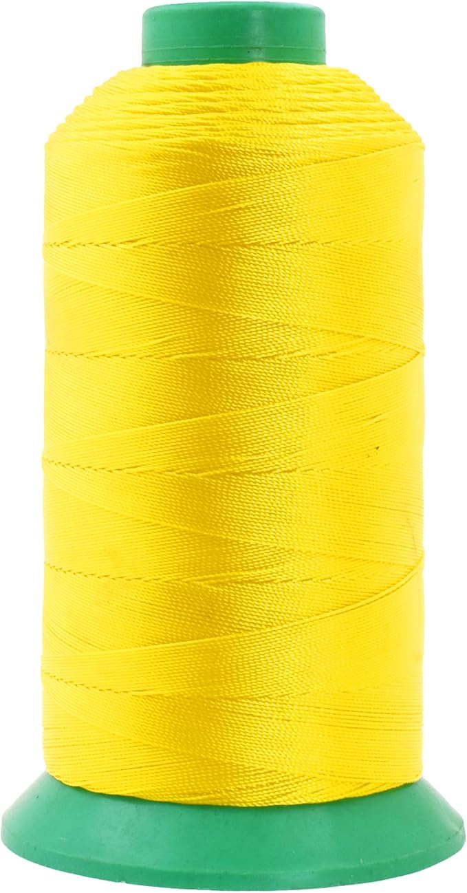 Mandala Crafts Size 138 420D T135 Bonded Nylon Thread - Yellow 1250 YDs Tex 135 Heavy Duty Sewing Threads for Leather, Jeans, Weaving, Outdoor Marine Upholstery