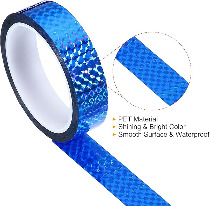 PATIKIL Prism Tape 1 Inch x 55 Yards, Holographic Metalized Reflective Adhesive for Detailing Accent Wall Decor Art, Blue