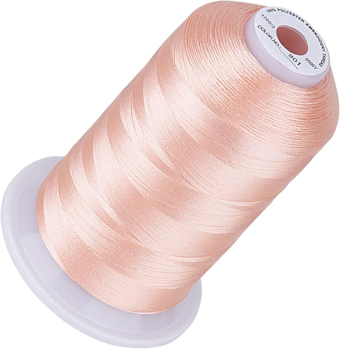 Simthread 5500Yds Embroidery Thread, 5000M High-Yardage 40WT 100% Polyester Thread – 170+ Vivid Colors, High-Speed Rated – Compatible with Brother, Singer, Janome & More - Flesh Pink 901