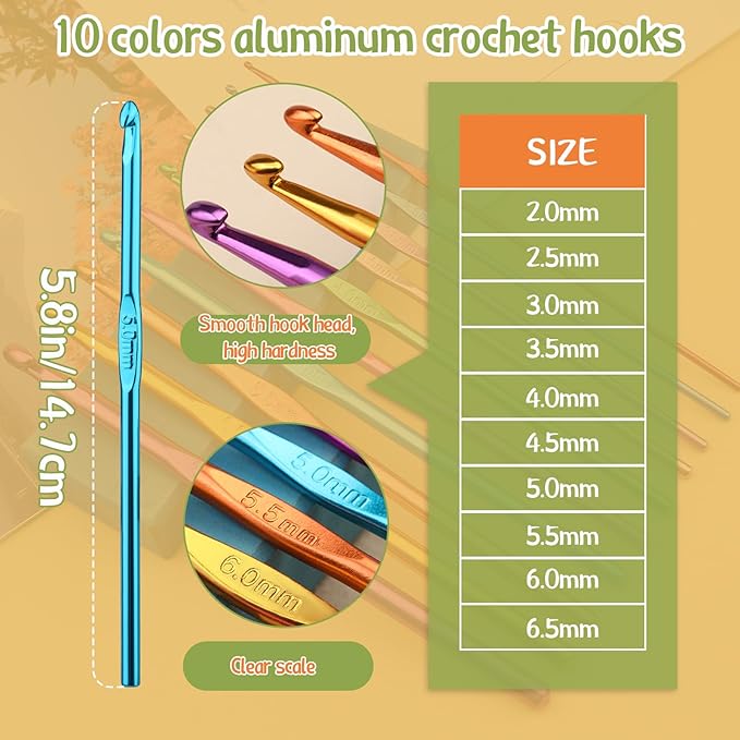 IMZAY 54 Pcs Crochet Hooks Set, 0.6mm-6.5mm Crochet Needles for Yarn Crochet Kits for Beginners, Ergonomic Crochet Hooks with Knitting Accessories, Crochet Supplies, Knitting Needles for Crocheters