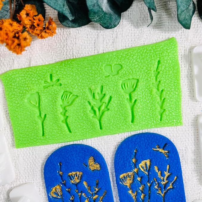 Xaekicr Polymer Clay Molds Nature Garden Set – 7PCS Botanical and Insect Texture Clay Molds for Polymer Clay Jewelry, Floral Clay Tools for Earrings, Crafts and Nature-Inspired Designs