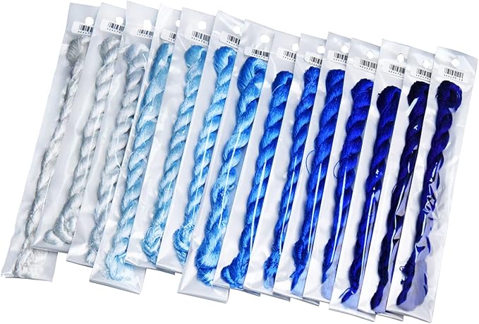 Natural 100% Silk Thread, Handmade Embroidery Thread Silk Floss 14 Colors 110m Each (70)