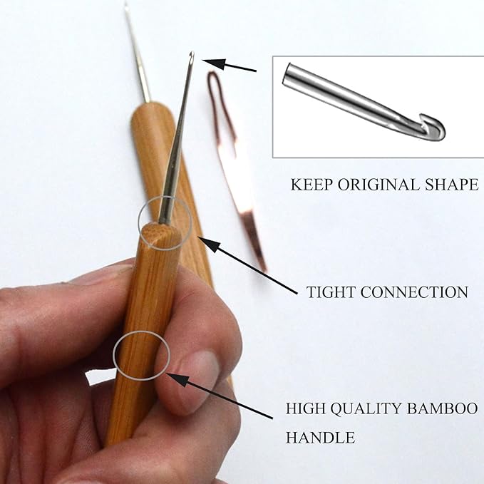 Jozlynn 3 pcs Dreadlock Crochet Hook Tools, 2 pcs Crochet Needles Dreadlock Crochet and 1pcs Hair Locking Braid Hair Dreadlocks Needle Wearing Crochet for Braid Craft