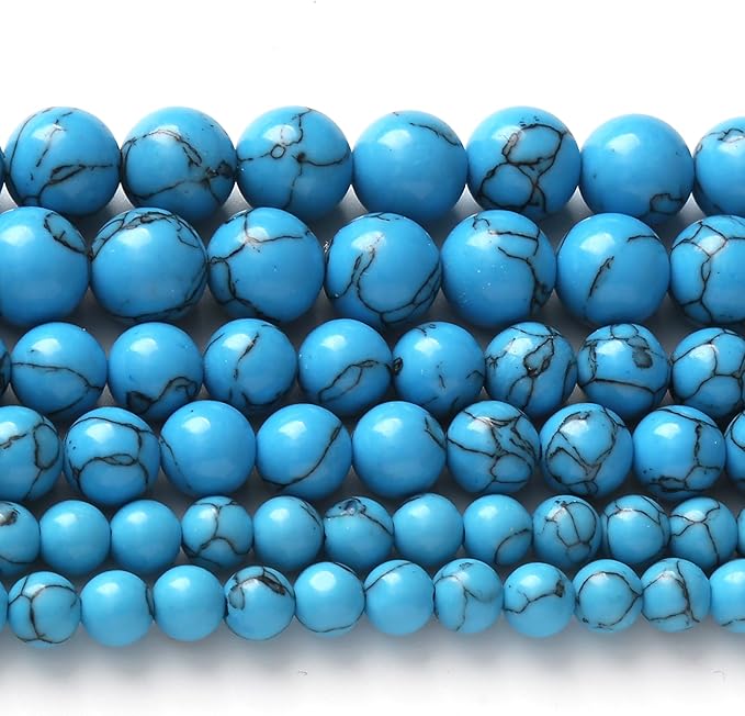 12MM 30PCS River Stone Blue Turquoise Stone Beads for Jewelry Making Gemstone Round Crystal Bracelet Necklace