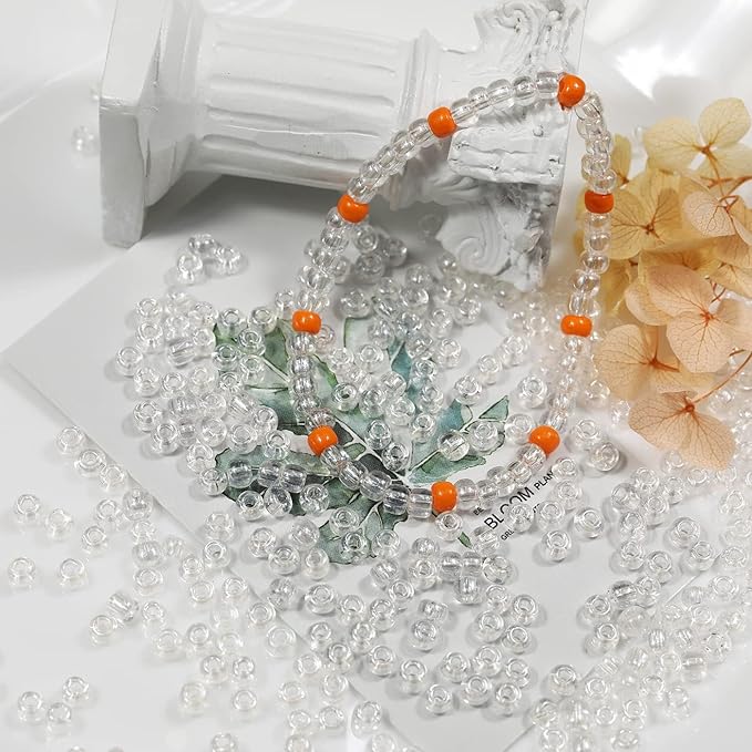 Bala&Fillic Crystal Pearl Color 4mm Seed Beads About 1200pcs/100Grams in Bag, 6/0 Glass Craft Beads for Making Bracelet and Necklace (Crystal Pearl)