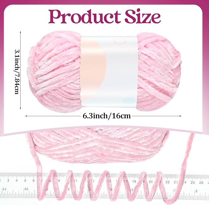 Xinnun 12 Skeins 1116 Yards Chenille Velvet Soft Thick Plush Yarn Bulk for Crocheting Knitting Blanket DIY Weaving Craft, 6mm, 3.5 Oz/Skein(Cute Color)