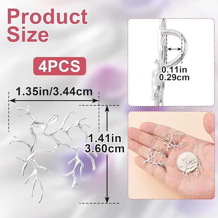 Branch Shape Blanks, Adjustable Claw Pendant Trays, Hypoallergenic Brass Branch Prong Pendant Bezels for Jewelry Making Bracelet Earrings Necklace DIY Crafts