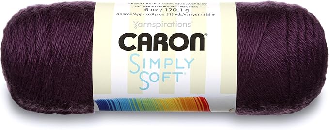 Caron Simply Soft Solids Yarn, 6oz, Gauge 4 Medium, 100% acrylic - Purple - Machine Wash & Dry