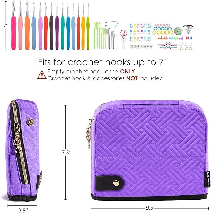 MYBAGZING Empty Crochet Hook Case - Crochet Hook Organizer Case Stand Up (Upgraded) -Corchet Organizer - Crochet Hook Holder for Knitting & Crochet Supplies, Crochet Needles, Crochet Accessories