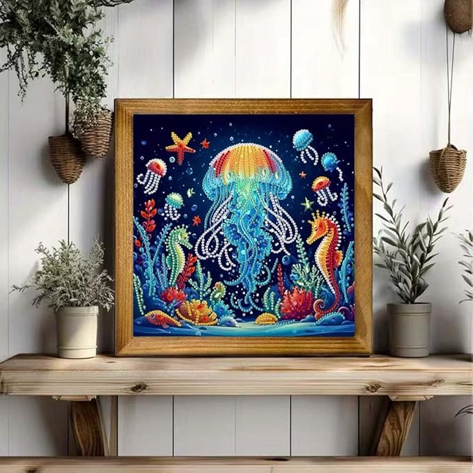ZQEATRY Jellyfish Special Shape Diamond Art Kits for Adults,5D Diamond Painting Kits for Adults Beginner,DIY Diamond Dots Art Crystal Rhinestones Painting Kits for Home Wall Decor 11.8 X 11.8inch
