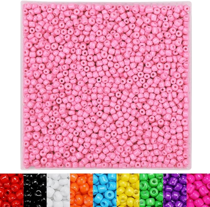 IOOLEEM Pink Seed Beads, 4000+ pcs 3mm Glass Beads for Jewelry Making & Bracelets Making