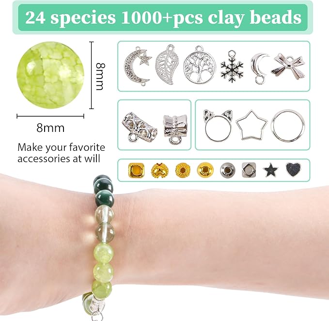glass beads for jewelry making, 18 colors glass beads for bracelets making kit including 2-8mm bead spacers/lava beads/stone rock diy jewelry making supplies for adults, bracelets earring making kit