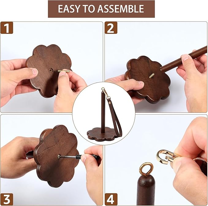 Portable Wrist Yarn Holder for Crocheting and Knitting, Wooden Yarn Ball Minder with Leather Strap, Yarn Spinner Stand for Yarn Storage and Organizer, Crochet Accessories for Beginners and Experts