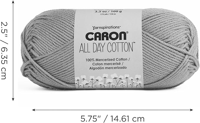 Caron All Day Cotton - 3 Pack of 173 Yards/3.52 oz Grass Green 100% Mercerized Cotton Yarn