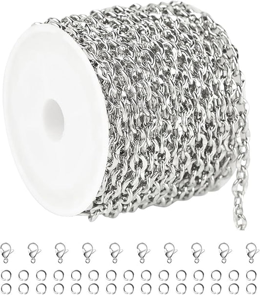 5 Meters Stainless Steel Chain for Jewelry Making Lip Chains Bulk Women Necklace Bracelet DIY Jewelry Supplies Findings