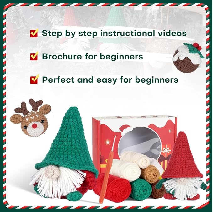 Dwarf Beginner Friendly Crochet Set with Step-by-Step Videos and Pattern Manuals (Four Piece Set)