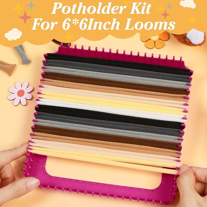 Naozinebi 600-Piece Muti-Colored Weaving Loom Kit - Potholder Loops, Elastic Weaving Craft Loops for DIY Flexible Loom, Kids & Adults DIY Crafts