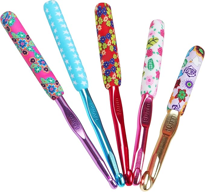 Coopay Warm Crochet Hooks Large, 10mm 9mm 8mm 7mm 6.5mm Large Crochet Hooks for Chunky Yarn Blanket Sweater Thick Wool, Big Crochet Kit for Arthritic Hands Knitting & Crochet Supplies