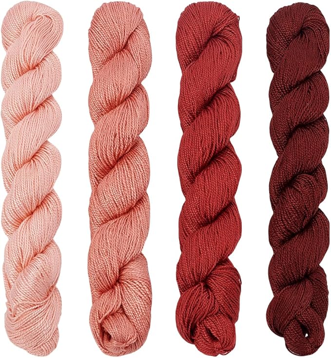 FREEBLOSS 4 Pcs Sashiko Thread Sashiko Skein 100 M*4 Colors(Red) Cotton Embroidery Thread Japanese Quilting & Embroidery Sashiko Kit Supplies Sewing Thread