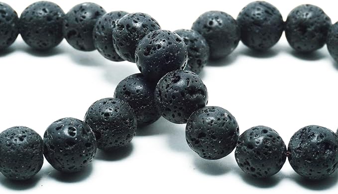 6mm Natural Stone Beads for Jewelry Making - Gemstone Round Loose Beads for Bracelets(58-62pcs, Lava)