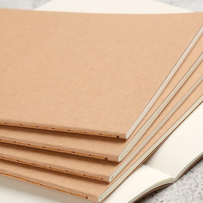 labkiss 24 pack blank notebook & journal bulk, kraft cover, unlined plain thick paper, a5 size, 5.5x8.3 inch, 60 page, small sketchbook subject note pad set for women men kids traveler student office