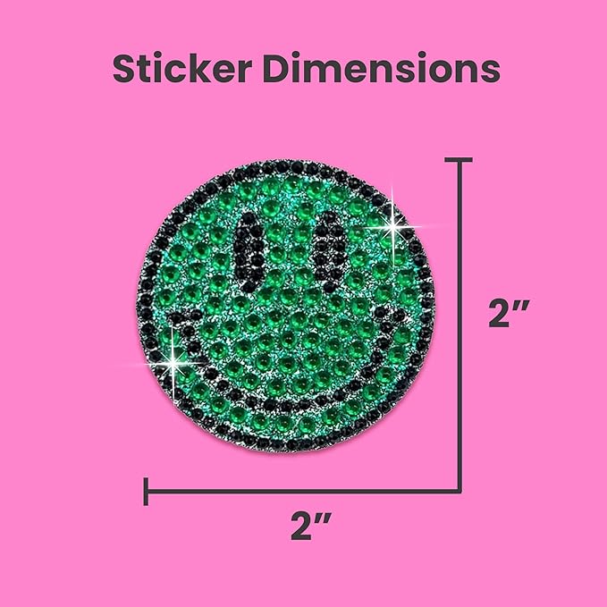 stickerbeans® rhinestone stickers - green spirit 4-pack, 2” x 2” each, unique sparkly cut-to-shape for collecting, trading, decorating laptops, phone cases, scrapbooks for kids, teens, & adults
