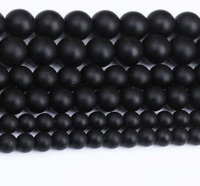 Frosted Black Glass Stone Beads for Jewelry Making Gemstone Round Crystal Bracelet Necklace 1 Strand 15.5inch 91PCS 4MM