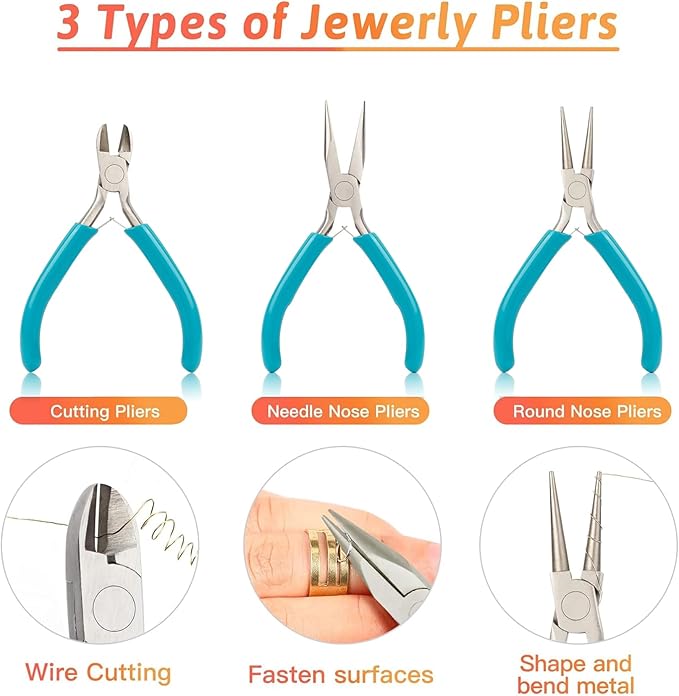 Giwaelro Jewelry Making Kit for Adults, Jewelry Making Supplies with Jewelry Making Tools, Jewelry Pliers, Jewelry Wires, Findings, Necklace Chains, Magnifier and Storage Bag (Blue)