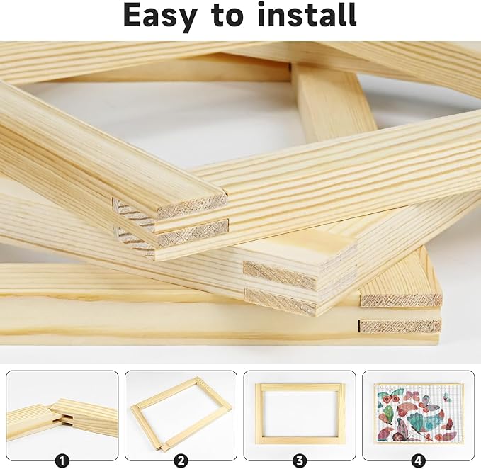 BALLMENT 24 Pcs 6 Sizes Stretcher Bars Kit with 100 Tacks & Tool, Build Frames to 16x20, for Needlepoint, Canvas, Embroidery, Cross Stitch, Tapestry