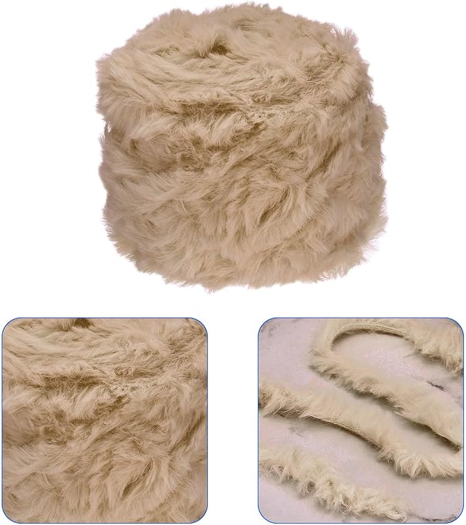 PATIKIL 70yds Faux Fur Yarn, Fuzzy Yarn Crochet Fluffy Yarn Soft Chunky Polyester Plush Fur Eyelash for Crocheting Knit Blanket Rug Sweater Scarf Hat Bear Craft, Light Brown