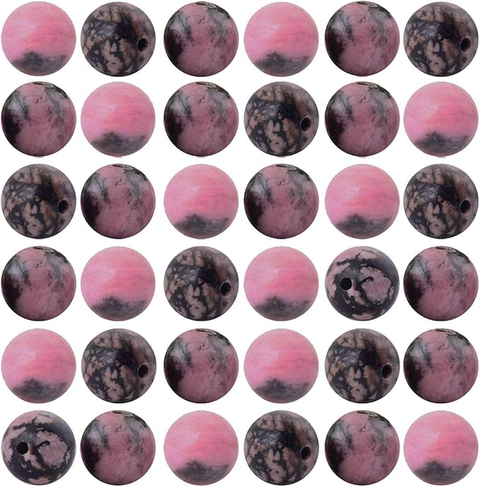 Natural Stone Beads 100pcs 6mm Black Stripe Rhodonite Round Real Stone Beading Loose Gemstone Hole 1mm DIY Charm Beads for Bracelet Necklace Earrings Jewelry Making (Black Stripe Rhodochrosite, 6mm)