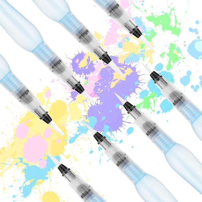 Prasacco 8-Piece Watercolour Brush Pens - Refillable Water Brush Pens for Watercolor Painting, Artists, Calligraphy