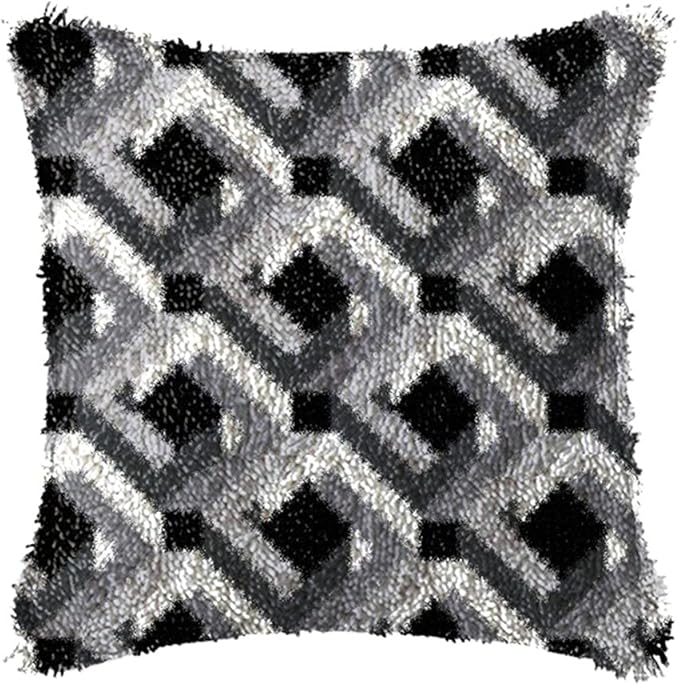 DL-YTG DIY Latch Hook Kits Throw Pillow Flowers Cover Rug Pattern Color Printed Canvas16X17 inch, Crochet Needlework Crafts for Adults