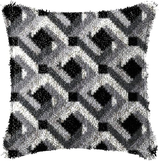 DL-YTG DIY Latch Hook Kits Throw Pillow Flowers Cover Rug Pattern Color Printed Canvas16X17 inch, Crochet Needlework Crafts for Adults