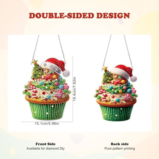 HEIBAGO Candy Cake Diamond Art Hanging Kits for Adults Kids, 5D Special Shaped Crystal Diamond Painting Kit, DIY Pattern Window Pendant Gem Art Kit for Home Wall Decor 8.3 x 8.3 Inch