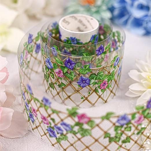 PET Tape Stickers for Journaling Supplies,6 Rolls of Vintage Flower Fence Themed Scrapbooking Tape Stickers for Journaling, Junk Journal Supplies, DIY Crafts (Wall)