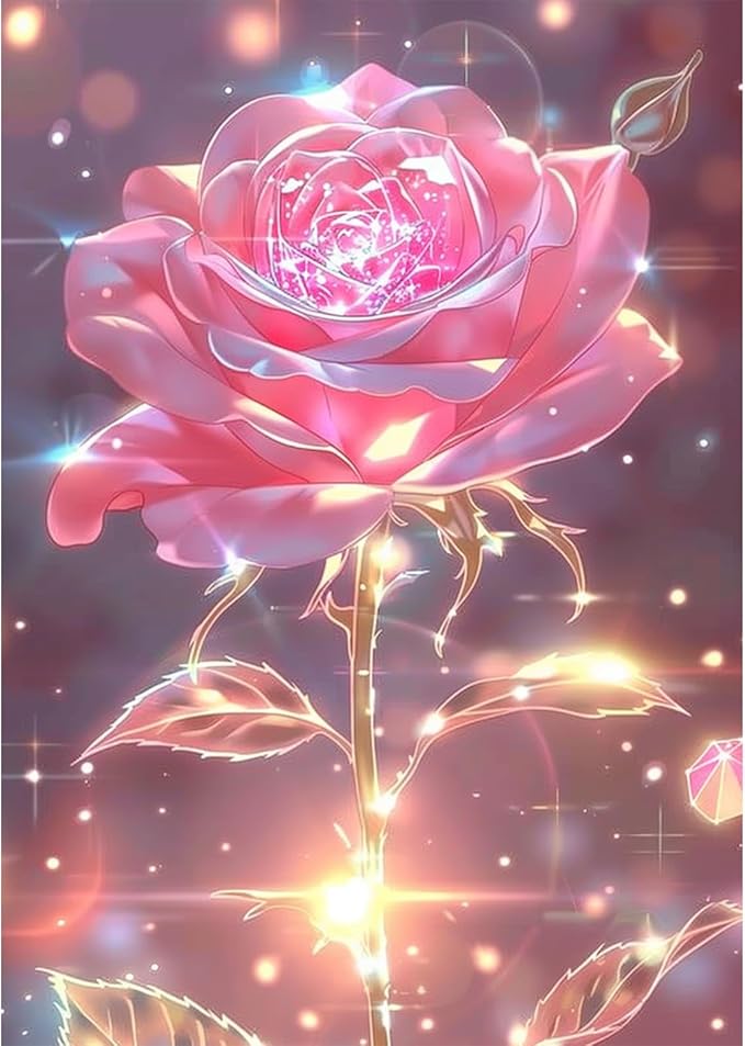 SENQAO Rose Diamond Art Kits for Adults, Valentine's Day Diamond Painting Kit for Beginners, Round 5D DIY Diamond Dots, Full Drill Painting Kit Art and Crafts for Adults Home Wall Decor 12x16inch