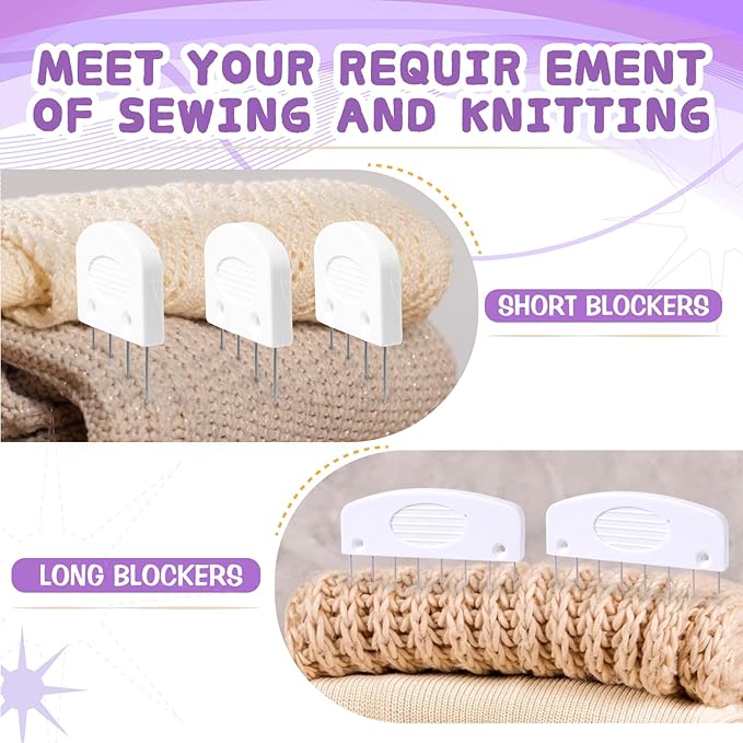 Opstin 2 Boxes Knit Blocking Pins Kit for Knitting & Crochet Projects, Knit Blockers, Blocking Combs,Knitting Block Pins for Blocking Mats, Crochet Blocking Pin