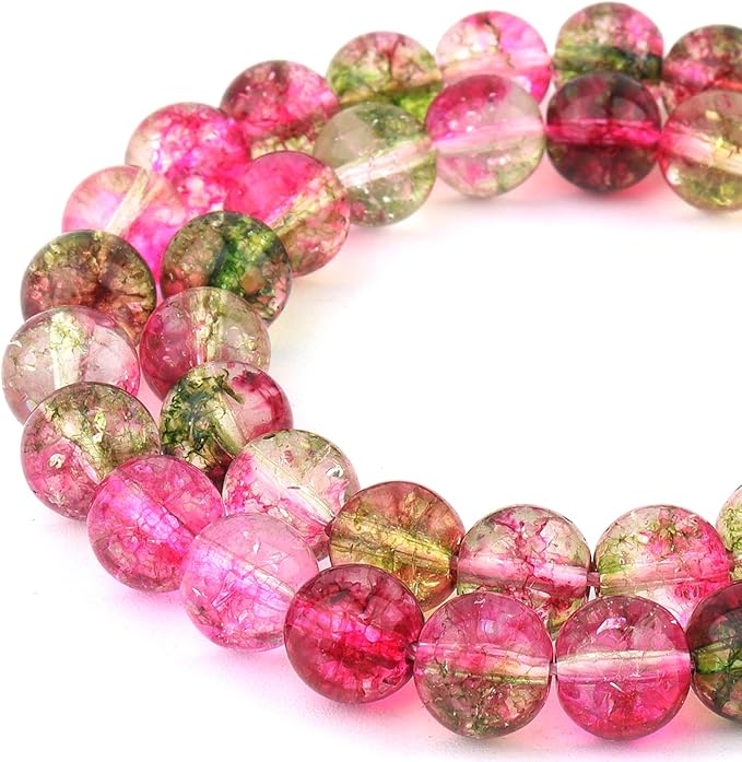 Crystal Round Beads for Jewelry Making - 10mm Glass Beads for Bracelets(35-37pcs, Watermelon Crystal)