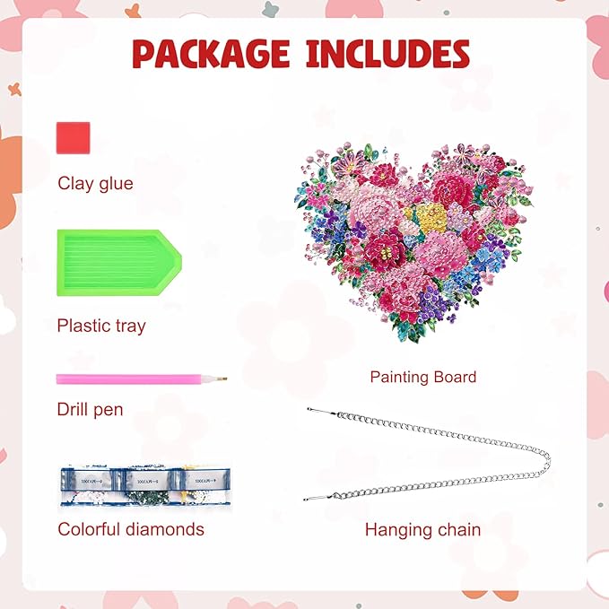 MAXBYE Hanging Diamond Art Kits for Adults Flowers, Special Crystal Double Sided Pendant DIY Diamond Art Painting Kits for Beginners Gift Wall Home Decoration