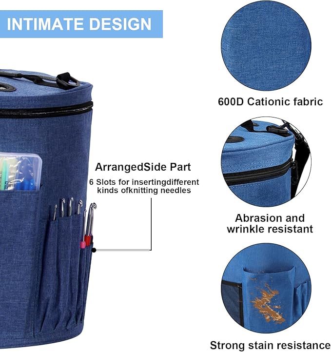 MIAOKE 79pc Crochet Kit, Large Knitting Bag Yarn Storage Organizer, Crocheting Starter Kits with Waterproof Bag, Beginner Knitting Accessories Set, for Beginners Adults Travel Crochet Supplies