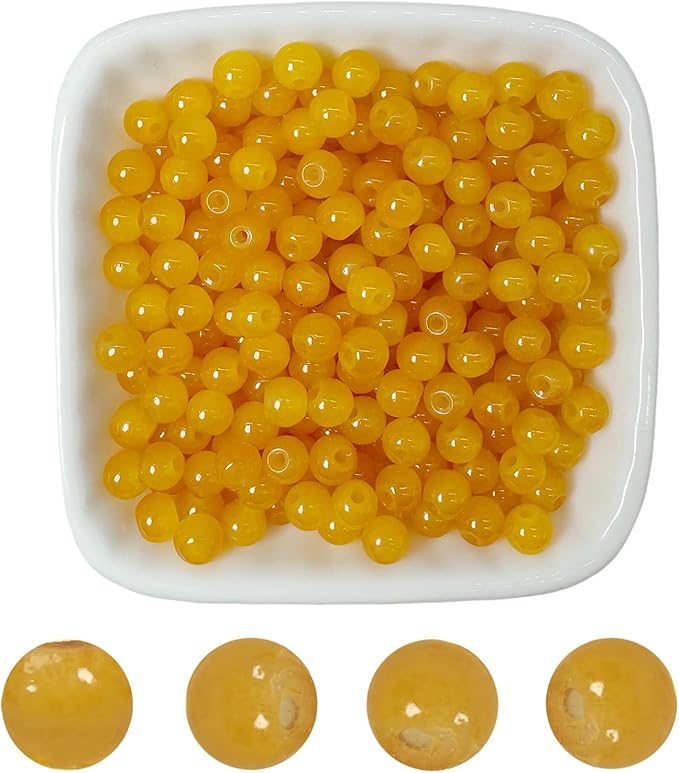 6mm Round Glass Beads for Jewelry Making, 900Pcs Glass Seed Beads for Bracelets, DIY Crafts (Orange)