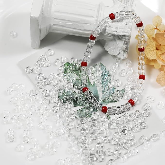 Bala&Fillic Transparent Color 4mm Seed Beads About 1200pcs/100Grams in Bag, 6/0 Glass Craft Beads for Making Bracelet and Necklace (Transparent)