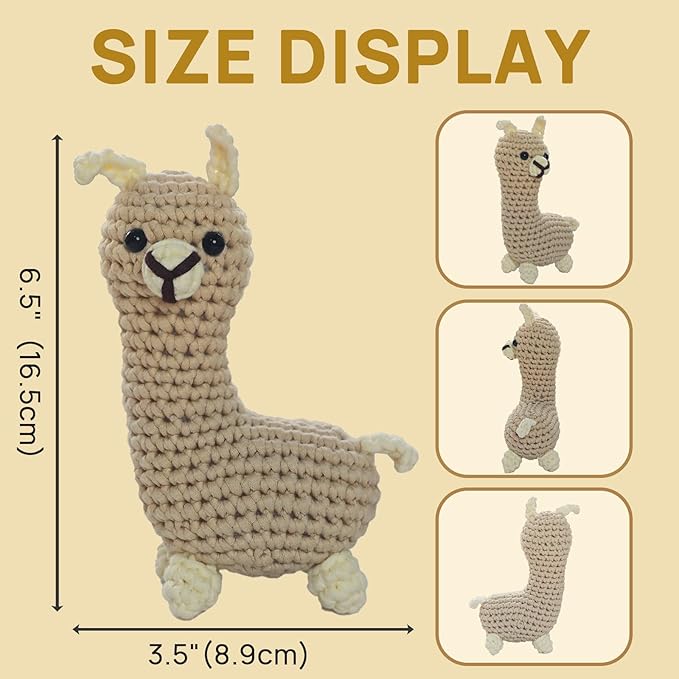 Araeknotta Crochet Kit for Beginners with Easy to Use Yarn, Crochet Hooks, Video Tutorial, Animal Amigurumi Craft Gift for Kids Women Adults (Llama)