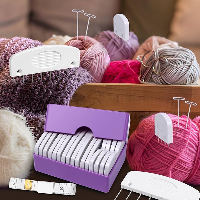 Uotey Knit Blocking Pins Kit, 20Pcs Knit Blockers Combs Pins, 110 T-pins for Blocking Knitting Crochet, Needlework Projects, Knitting Block Pins Tool for Blocking Mats